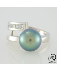 Silver Tahitian Pearl Ring