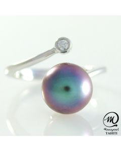 18K Gold Diamond Tahitian Pearl Ring