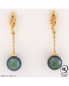 18K Yellow Gold Tahitian Pearl Earrings