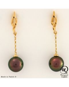 18K Yellow Gold Tahitian Pearl Earrings