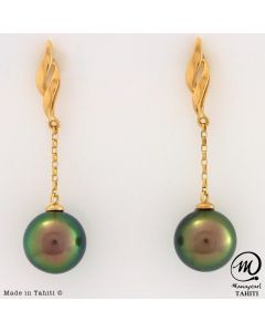 18K Yellow Gold Tahitian Pearl Earrings