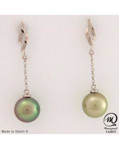 18K White Gold Tahitian Pearl Earrings