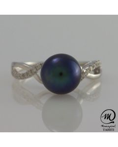 18K Gold Diamond Tahitian Pearl Ring