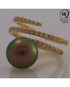 18K Gold Diamond Tahitian Pearl Ring