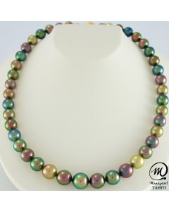 Exceptional Tahitian Pearl Necklace Choker, Round pearl