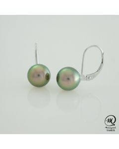 18K White Gold Tahitian Pearl Earrings