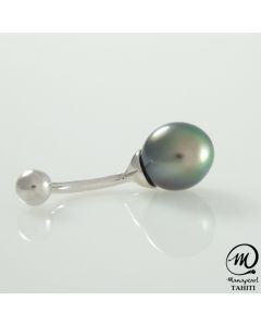 Silver Tahitian Pearl piercing