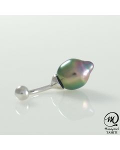 Silver Tahitian Pearl piercing