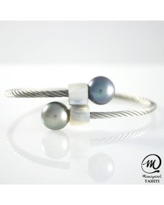 Tahitian Pearl Braided Steel Bracelet