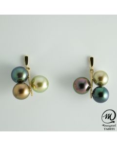 Yellow Gold Earrings with Tahitian Pearl