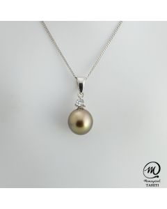 Silver Tahitian Pearl Pendant, 9 mm Drop Pearl