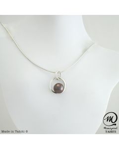 Special 9K White Gold Tahitian Pearl Pendant,  Round 8 mm