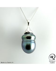 Silver Tahitian Pearl Pendant, 15mm Baroque Pearl