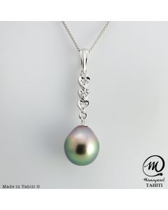 Silver Tahitian Pearl Pendant, 10 mm Drop Pearl