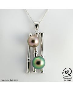 Silver Tahitian Pearl Pendant, 9 mm ROUND pearl