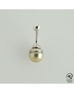 Silver Tahitian Pearl Piercing, 8 mm Baroque Pearl