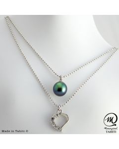 Silver Tahitian Pearl Pendant, 8 mm Drop pearl