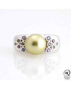 Silver & Sapphire Tahitian Pearl Ring