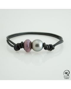 Leather Tahitian Pearl Bracelet