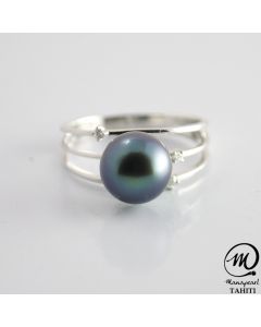 18K White Gold Tahitian Pearl Ring