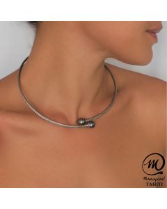 Tahitian Pearl Cable Braided Steel Necklace